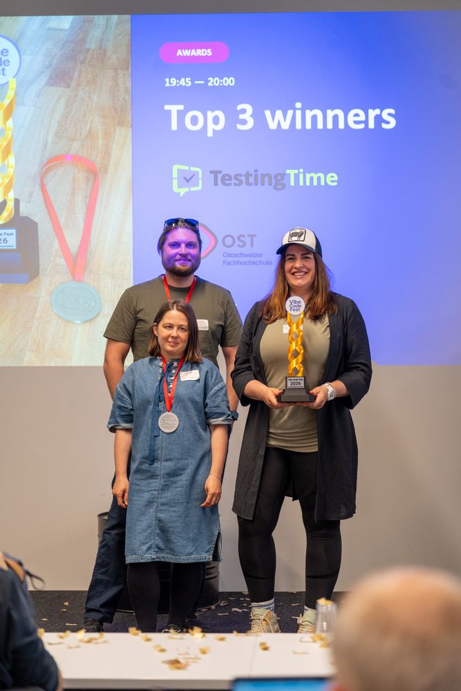 Vibe Code Fest winners on stage